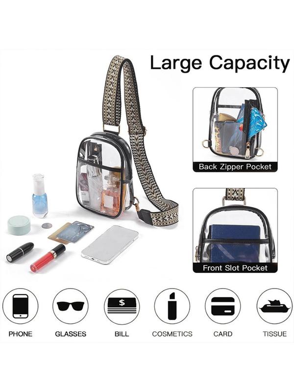 Fashionable Clear Sling Bag, Minimalist Lightweight Chest Bag, Transparent Chest Bag, Casual Versatile Zipper Sling Bag for Women & Girls