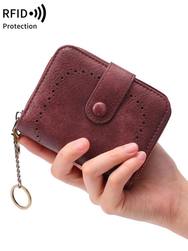 Women's Plain Zipper Short Wallet, 2024 New Style Rfid Protection Multi Card Slot Card Holder, Casual Trendy Versatile Daily Money Saving Wallets for Women As Gift, Purse for Women, Fall Outfits, Earthtone Fall Freshness