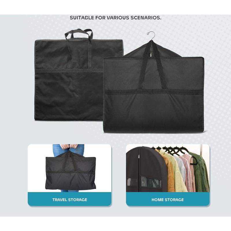 Travel Garment Bag with Zipper Pocket, Suit Bag for Suits, Dresses, Coats