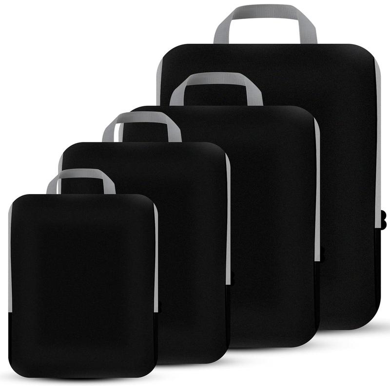 4 Set Compression Packing Cubes Travel - Travel Accessories Expandable Packing Organizers for Carry On - Essentials Luggage Travel Bags