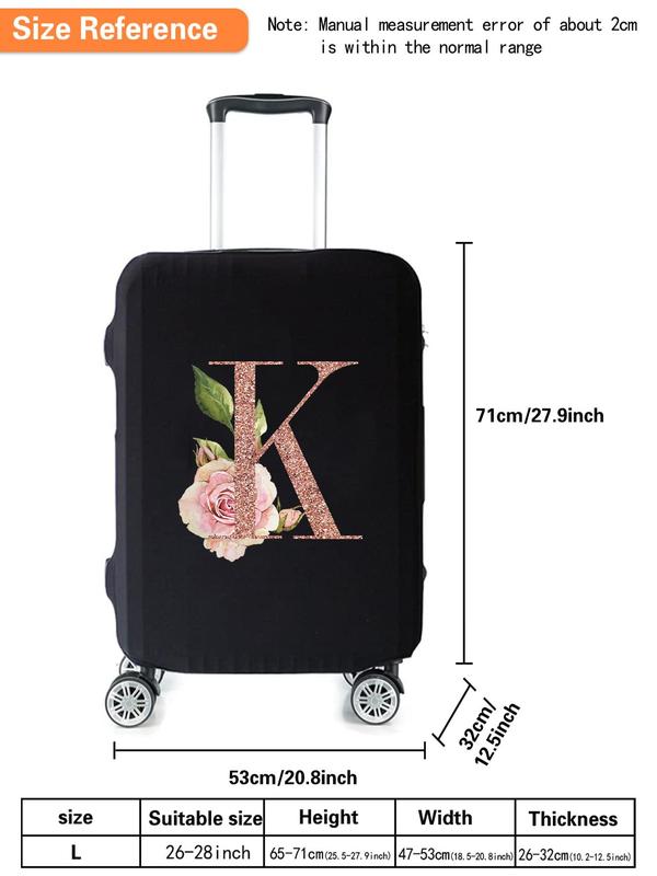 Floral Letter Pattern Luggage Cover, Dustproof Foldable Travel Bag Protector, Bag Accessories for Women & Men