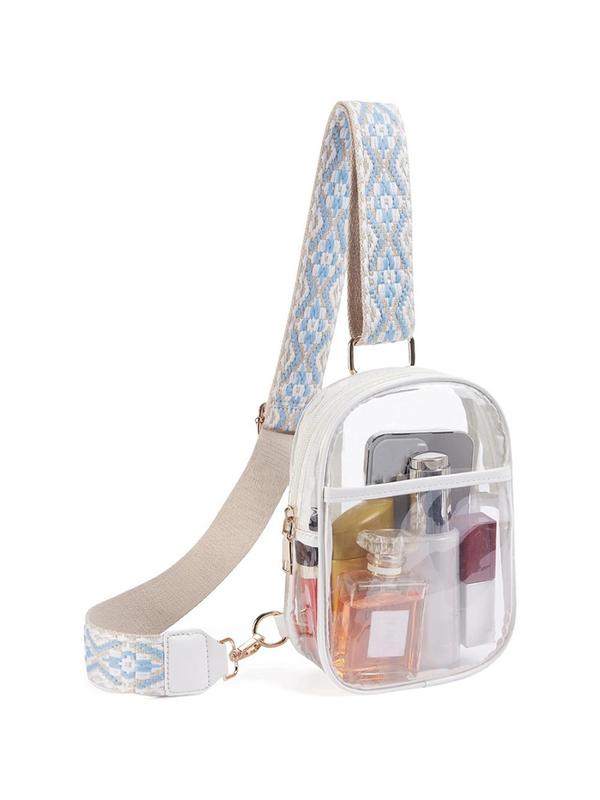 Fashionable Clear Sling Bag, Minimalist Lightweight Chest Bag, Transparent Chest Bag, Casual Versatile Zipper Sling Bag for Women & Girls