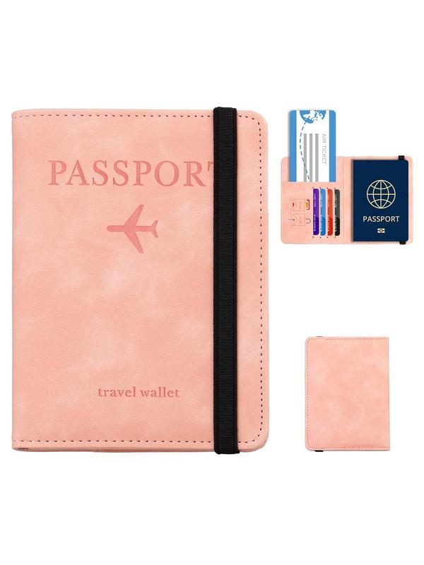 Solid Minimalist Passport Holder Cover Wallet, Summer Matching Rfid Blocking Leather Card Case, Useful Travel Accessories for Women Men