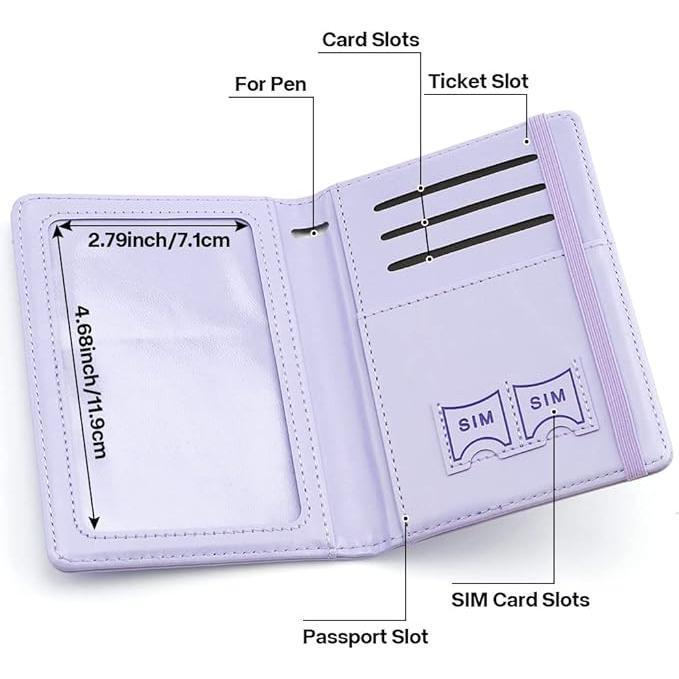 Passport Holder, Passport and Vaccine Card Holder Combo Passport Cover Passport Wallet Rfid Passport Holder Passport Case Passport Card Holder Family Pen Holder Passport Holder for Women Men, Purple