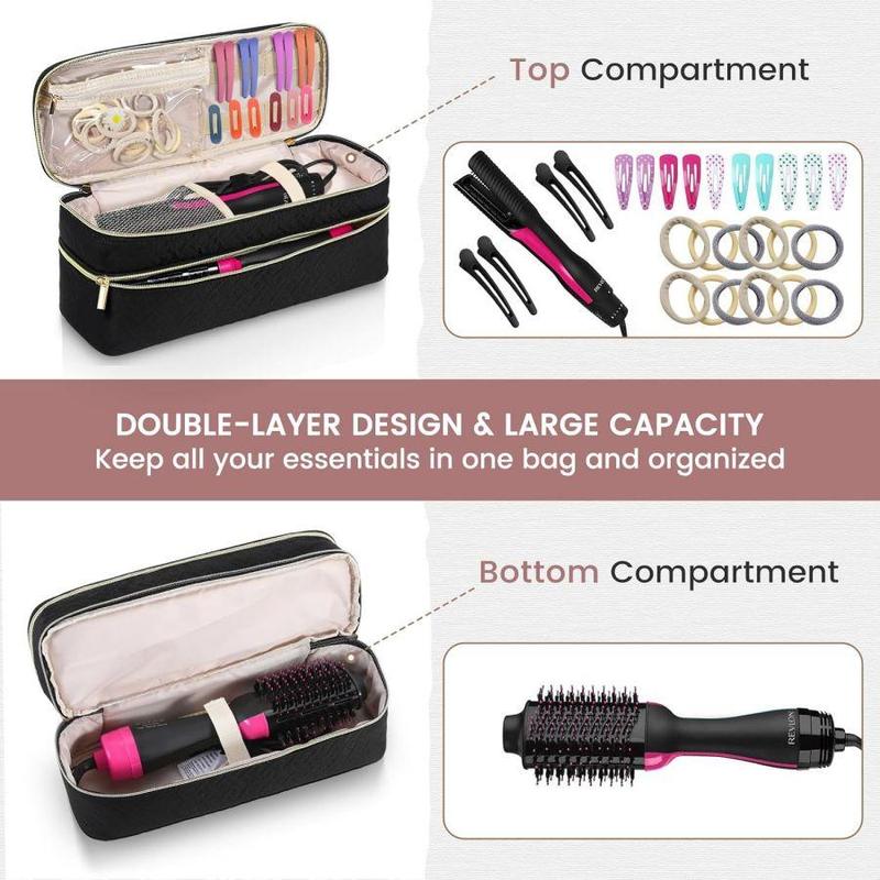 Travel Carrying Case for Hair Brush Styler, 1 Count Double-layer Storage Bag, Pouch Organizer, Storage Tote, Home Organizer for Revlon One-step Hair Dryer and Hot Air Brush Organizing