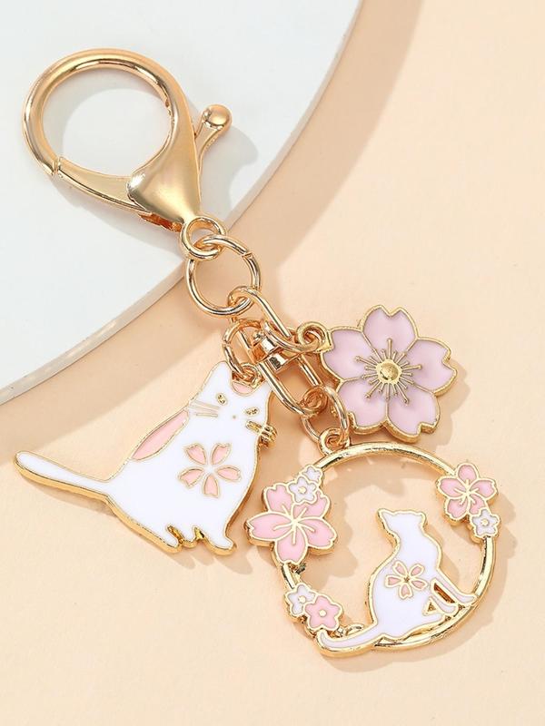 Cute Cartoon Animal & Flower Design Bag Charm, Bag Decoration For Women & Girls, Trendy Bag Accessories