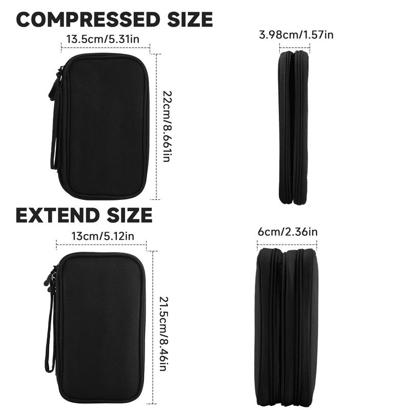 Portable Travel Storage Bag, 1count Waterproof Double Layer Electronic Accessories Storage Bag, Electronic Organizer for Data Cable, Charger, Earphone