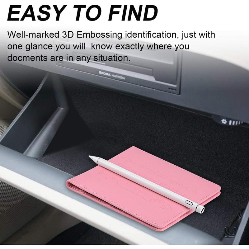 Car Registration Holder, Vehicle Glove Box Car Organizer Men Women Wallet Accessories Case for Cards, Essential Document, Driver License