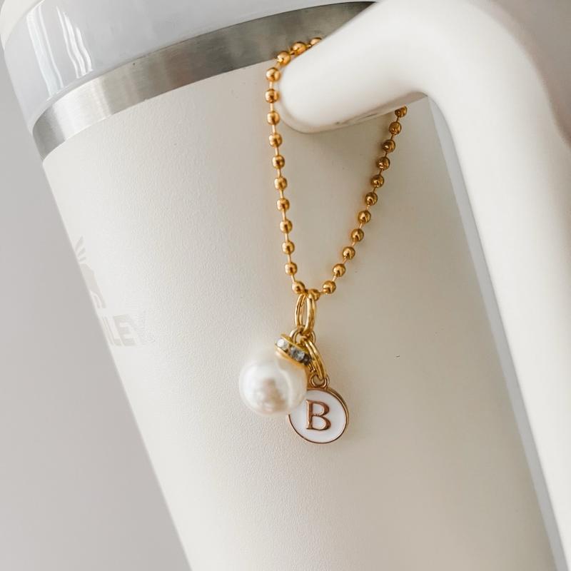 Personalized Letter Charm Faux Pearl Tumbler Charm Purse Charm Backpack Keys Cute Charms Trendy