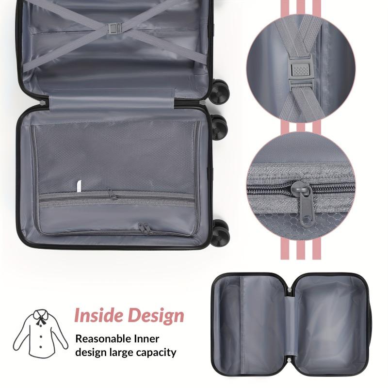 2pcs Ultra-Lightweight Carry-On Luggage Set Cosmetic Bag - Durable ABS Material, Sturdy Aluminum Alloy Handle, and Smooth Rolling Wheels for Travel