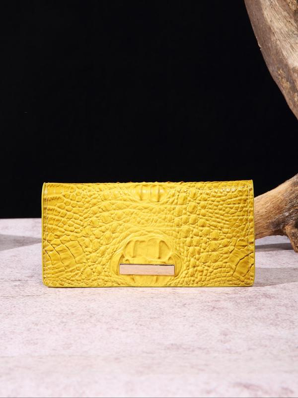 Summer Classic Matching Luxury Vintage Mock-croc Long Wallet, Colorful Summer Trendy Crocodile Embossed Card Holder for Women As 2024 Summer Gift, Gifts for Girlfriends