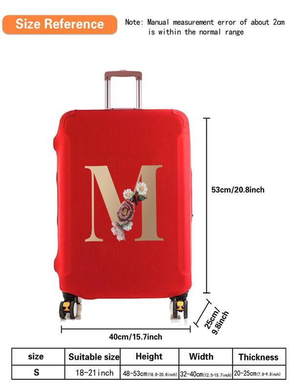 Unisex Flower & Letter Pattern Travel Luggage Cover, Durable Dustproof Foldable Suitcase Cover, Versatile Travel Accessories for Travel Use