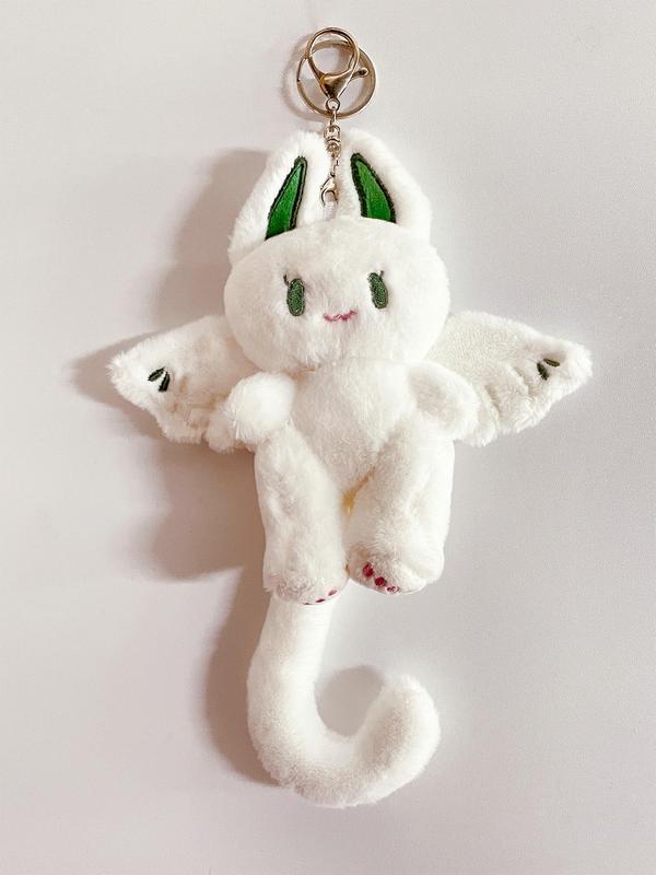 Cute Rabbit Plush Bag Charm, with Bat Wing Design, Creative Animal Design Plush Pendant, Bag Charm for Women & Men, Bag Decoration