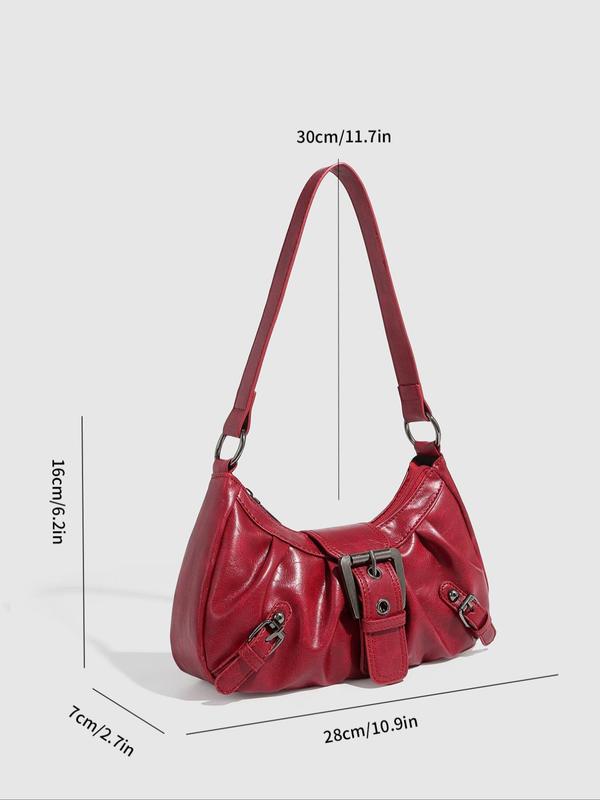 Women's Y2k Solid Color Shoulder Bag, 2024 New Style Fashionable Pu Leather Designer Underarm Bag for Daily Used, Cute Shoulder Bag, Casual Trendy Versatile Commuting Bag for Fall Outfits, Fall Freshness