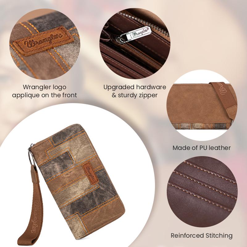 Wrangler [MegaLive] Wristlet Clutch Wallet Large Capacity Credit Card Holder Gifts for Halloween and Christmas