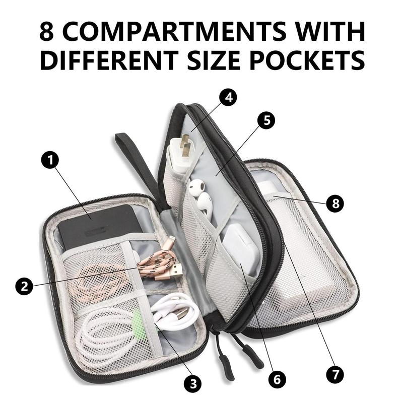 Portable Travel Storage Bag, 1count Waterproof Double Layer Electronic Accessories Storage Bag, Electronic Organizer for Data Cable, Charger, Earphone