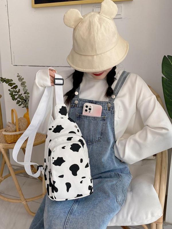 Women's Cute Cow Print Fanny Pack, Casual Trendy Sling Belt Bag with Adjustable Strap, Fashionable Bum Bag for Daily Use