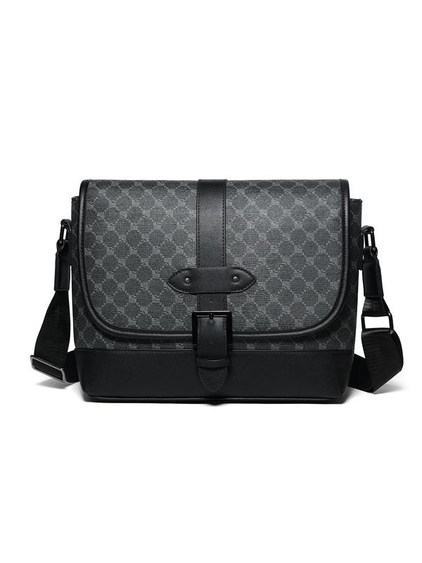 Men's Fashionable Patchwork Pattern Crossbody Bag, Casual PU Leather Shoulder Bag for Work & Daily Used, Trendy Versatile High-quality Daily Commuting Bag