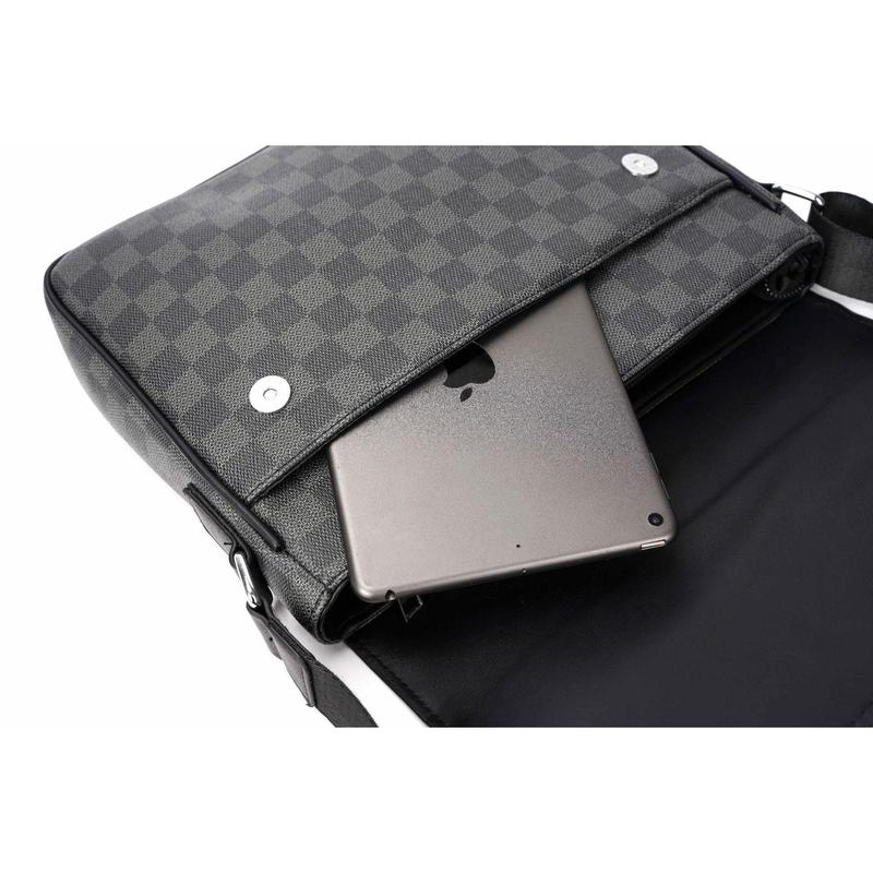 Men S Shoulder Leather Plaid Leather Messenger Bag Men Locking Tablet Briefcase Adjustable Handle Crossbody Bags For Women Medium Saddle Bag