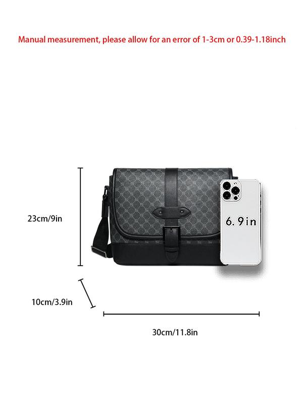 Men's Fashionable Patchwork Pattern Crossbody Bag, Casual PU Leather Shoulder Bag for Work & Daily Used, Trendy Versatile High-quality Daily Commuting Bag