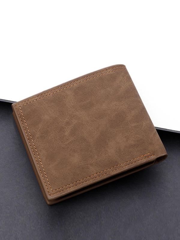 Men's Business Fashion PU Leather Zipper Bifold Wallet, Simple Style Plain Color Wallet, Multi Card Slot Card Holder, Casual Versatile High-quality Daily Wallet