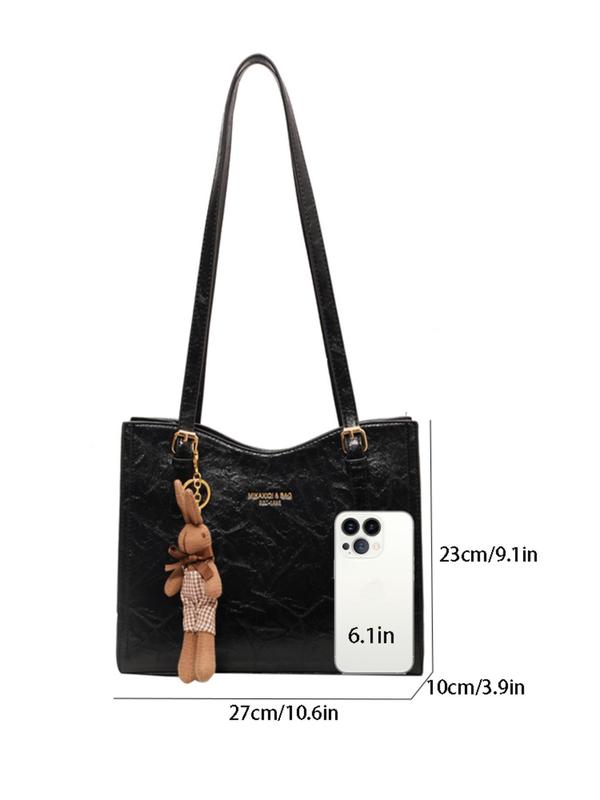 Women's Fashionable Rabbit Charm Design Tote Bag, Casual Pu Leather Shoulder Bag for Daily Used, Trendy Versatile High-quality Daily Commuting Bag