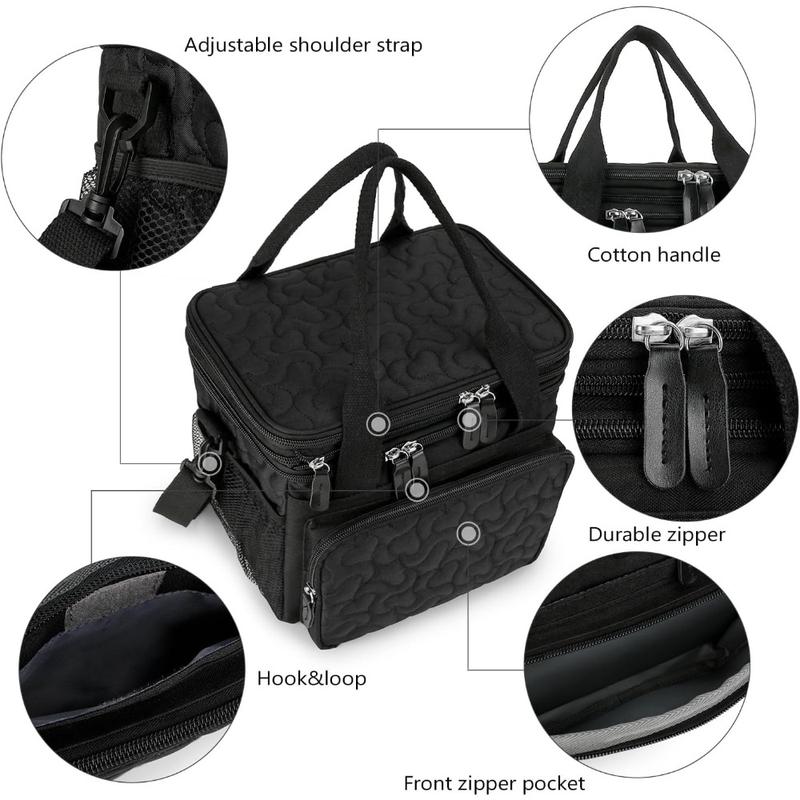 Lunch Box for Men,23L Expandable Insulated Large Cooler Lunch Box,Double Deck Leakproof Lunch Tote Bag with 4 Ice packs,2 Snack Bags,Shoulder Strap f Lunch Bag for Women Men Double Deck Lunch Box,Expandable Lunch Box Cooler Bag portable lunch