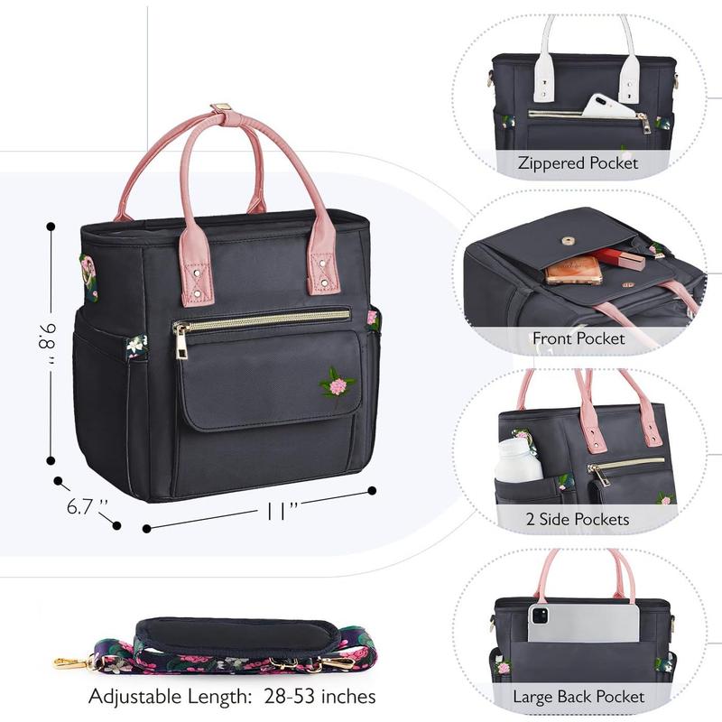 Deluxe Lunch Bag Women - Leakproof Insulated Lunch Box for Women 2024 Newest Teacher Mothers Day Gifts for Women Waterproof Multi Pocket Lunch Bag with Removable Strap for Work Picnic