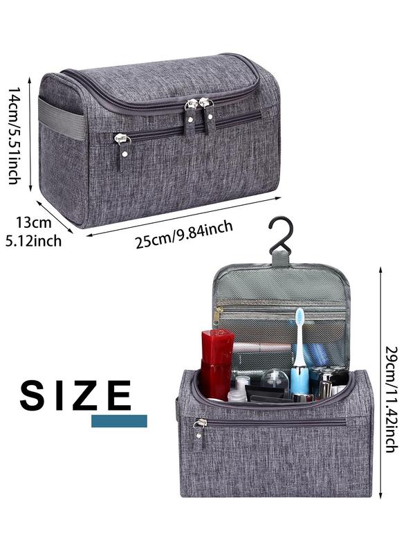 Portable Toiletry Bag, with Hanging Hook, Waterproof Zipper Makeup Bag, Foldable Toiletry Organizer Pouch for Travel, Outdoor, Camping, Hiking, Daily Use