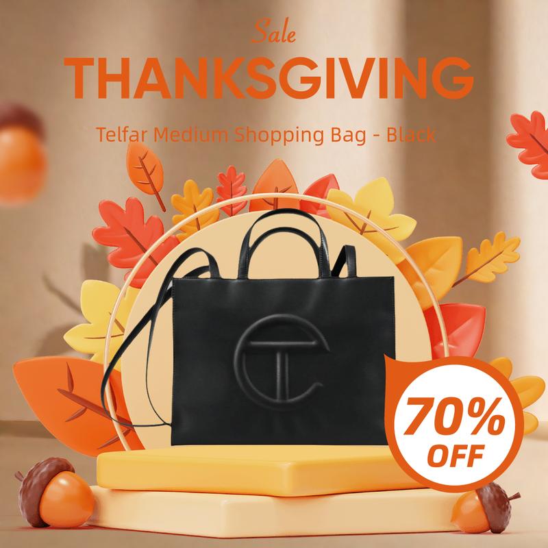 Black Friday- Gift for You-Telfar Black Medium Shopping Bag - Perfect for Everyday Use