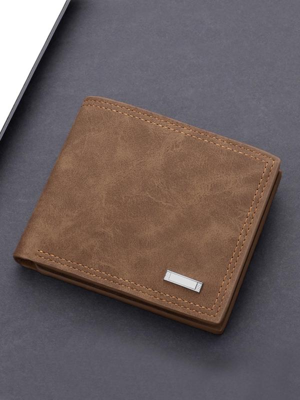 Men's Business Fashion PU Leather Zipper Bifold Wallet, Simple Style Plain Color Wallet, Multi Card Slot Card Holder, Casual Versatile High-quality Daily Wallet