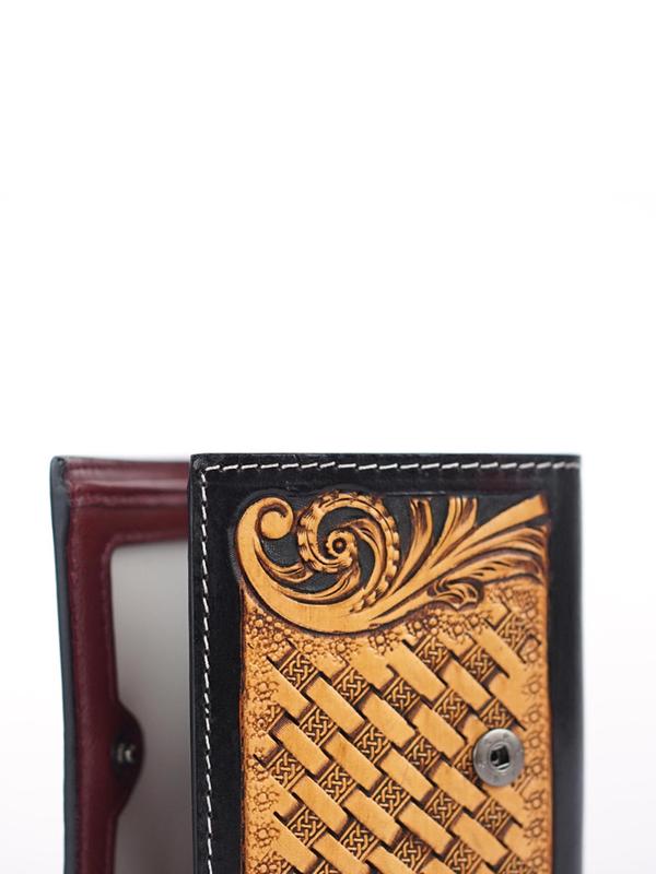 Men's Vintage Floral Embossed Leather Bifold Wallet, Casual Cowhide Card Holder, Western Style Wallet for Daily Use