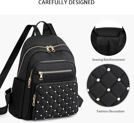 Women's Fashion Backpack Casual Backpack Travel Work Backpack Multi-Pocket Anti-Theft Backpack, Mini Backpack (Black) Suitable for Camping Travel