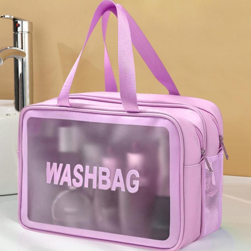 Large Capacity Double-layer Makeup Bag, Portable Travel Cosmetic Bag, Multifunctional Bath and Swimming Storage Bag, Makeup Organizer for Home & Travel