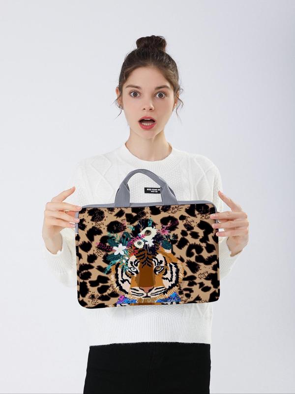 Fashion Leopard Tiger Pattern Laptop Bag, Soft Laptop Cover, Laptop Zipper Storage Bag for Laptop, Tablet Cover, Notebook Cover