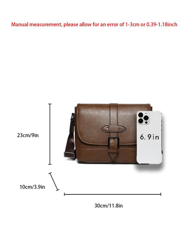 Men's Fashionable Patchwork Pattern Crossbody Bag, Casual PU Leather Shoulder Bag for Work & Daily Used, Trendy Versatile High-quality Daily Commuting Bag