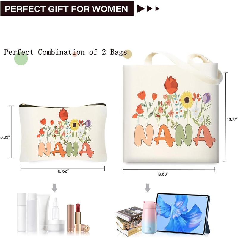 Best Grandma Gifts, Christmas Gifts for Grandma from Granddaughter Grandchildren, Canvas Tote Bag Set for Unique Grandmother Gifts for women