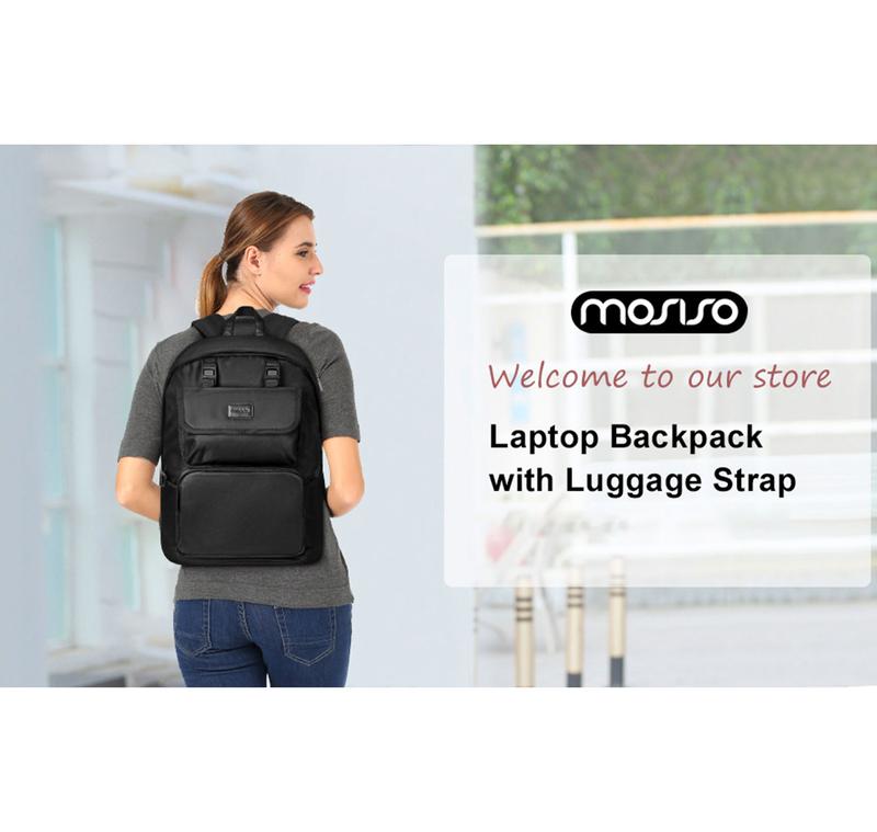 MOSISO 15.6-16 inch 24L Laptop Backpack, Travel Business Polyester Anti-Theft Casual Daypack Bag with Detachable Small Case & Back Luggage Strap