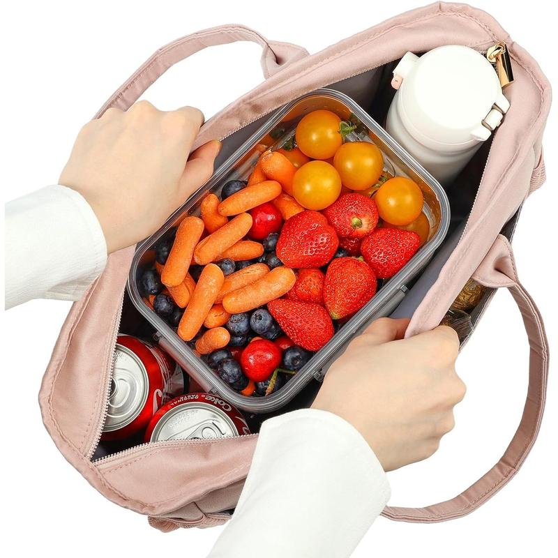 Lunch Box Large Capacity Lunch Bag for Women with Adjustable Shoulder Strap, Lunch Leak-proof Insulated Thermal Compartment, for Office Work Picnic Travel, Pink