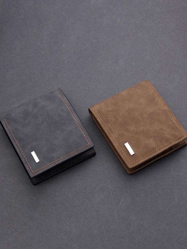 Men's Business Fashion PU Leather Zipper Bifold Wallet, Simple Style Plain Color Wallet, Multi Card Slot Card Holder, Casual Versatile High-quality Daily Wallet