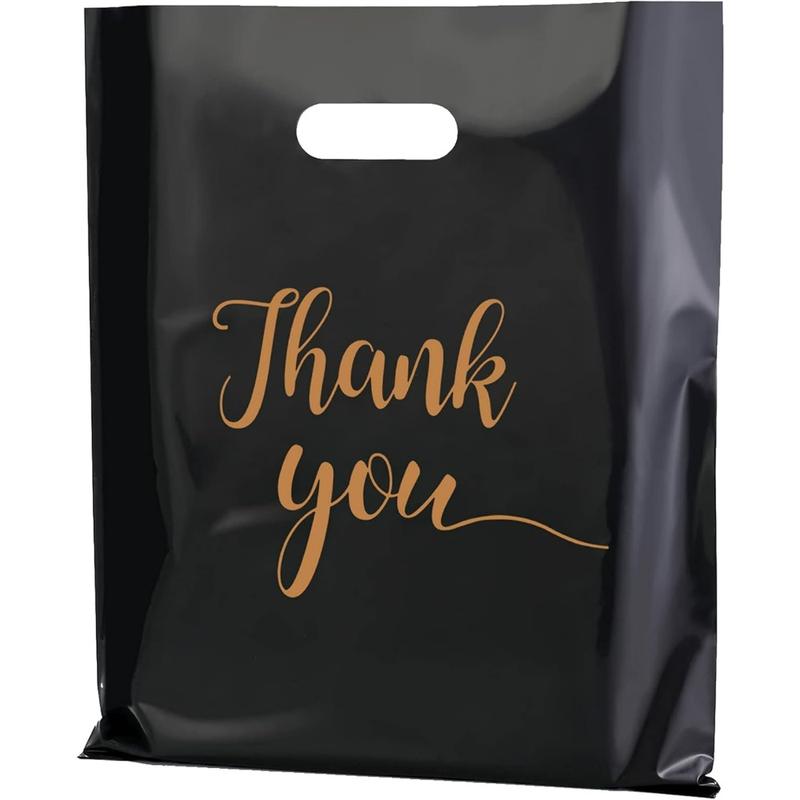 100Packs Thank You Merchandise Bags, Extra Thick 2.36Mil 12x15In Retail Plastic Shopping Bags for Small Business Stores Boutique Clothes, Reusable Gift Bags Plastic Bags with Handle