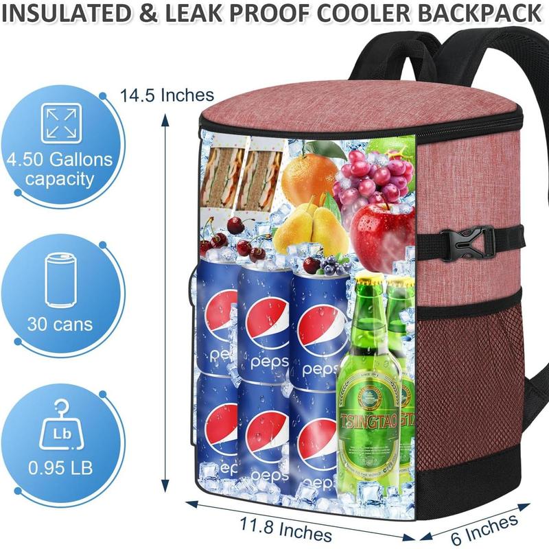 Cooler Backpack Insulated Waterproof 30 Cans, Ice Chest Backpack Cooler for Men Women Leak Proof Soft Side Camping Beach Hiking Fishing Lunch Picnic Kayaking Cooler Bag