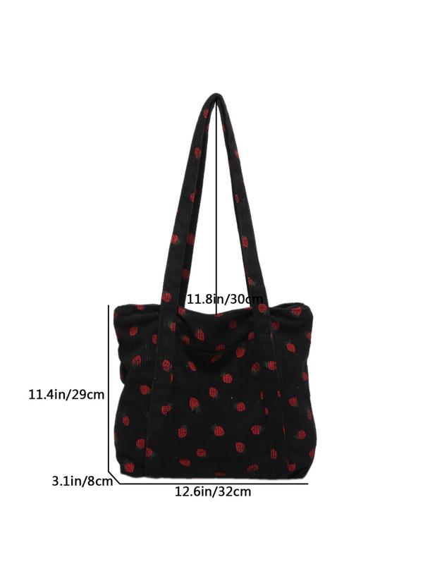 Strawberry Pattern Tote Bag, Casual Large Capacity Shoulder Bag for Women, Trendy All-match Bag for Daily Life