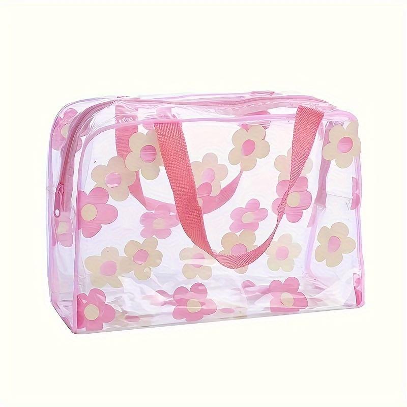 Flower Pattern Clear Makeup Bag Set, 3 Counts set Waterproof Portable Storage Bag, Cosmetic Bag, Travel Toiletry Bag, Storage Organizer for Home & Travel