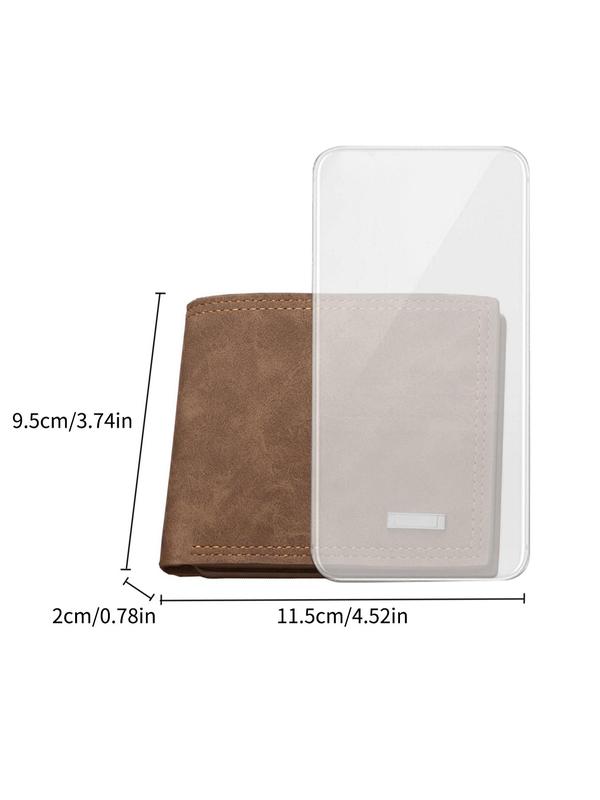 Men's Business Fashion PU Leather Zipper Bifold Wallet, Simple Style Plain Color Wallet, Multi Card Slot Card Holder, Casual Versatile High-quality Daily Wallet