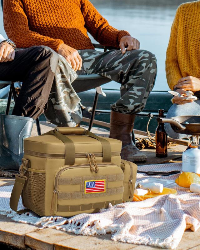 Insulated Lunch Box for Men, Reusable Lunch Bag for Office Picnic Hiking Beach, Tactical Molle Cooler Tote Bag Organizer for Adults Insulated Leakproof insulated  bag Insulated Large