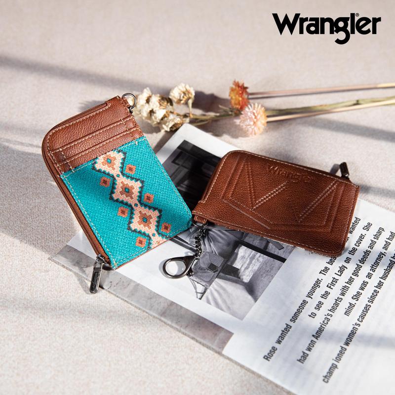 Wrangler Aztec Card Wallet for Women Western Credit Card Holder with Zipper Pocket XZY-WG2203-W005CF