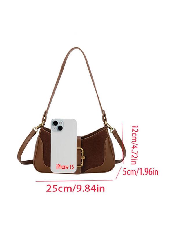 Women's Solid Color Baguette Bag, Fashionable Pu Leather Shoulder Bag for Daily Used, Designer Crossbody Bags for Women, Casual Trendy Versatile High-quality Daily Commuting Bag