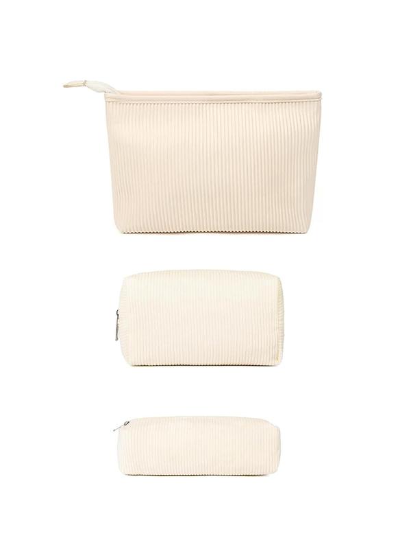 Solid Color Makeup Bag Set, Portable Travel Toiletry Cosmetic Pouch, Cute Bag Accessories Brushes Storage Organizer for Daily Use, Cosmetic Bag