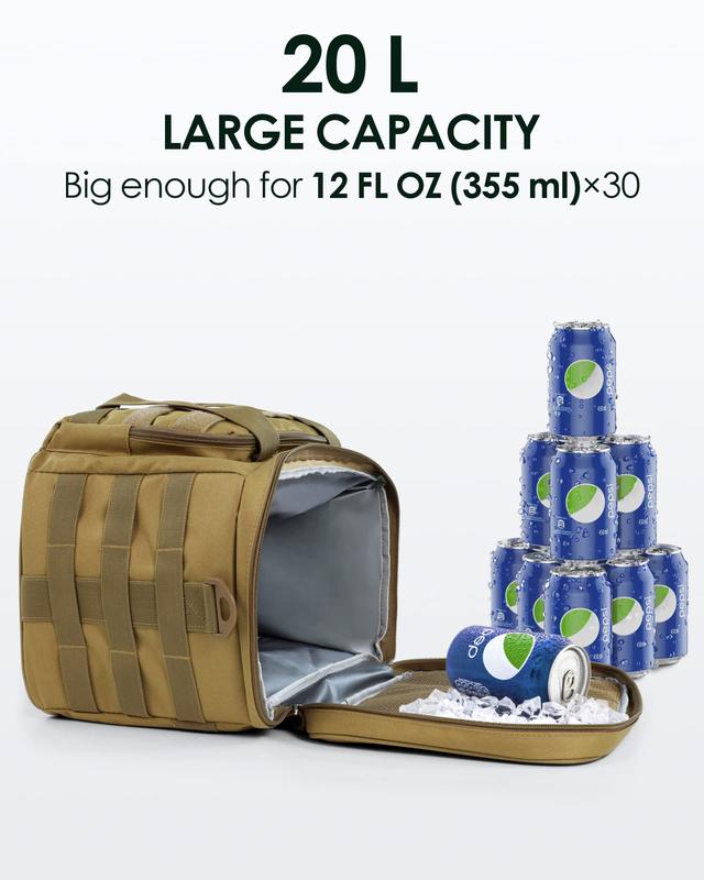 Insulated Lunch Box for Men, Reusable Lunch Bag for Office Picnic Hiking Beach, Tactical Molle Cooler Tote Bag Organizer for Adults Insulated Leakproof insulated  bag Insulated Large